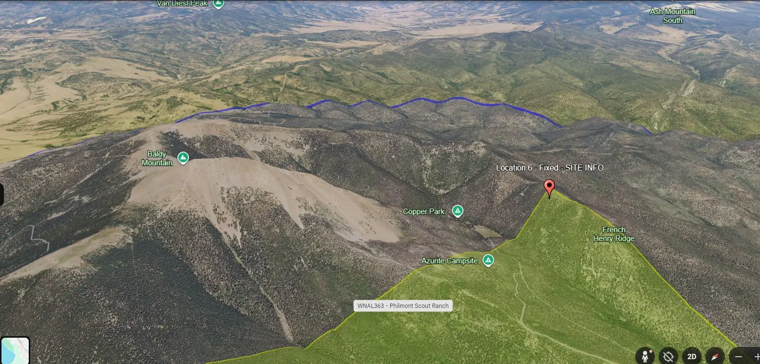 Google Earth site detail view for Philmont radio infrastructure
